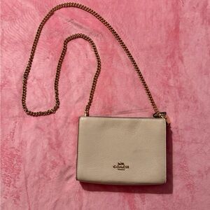 Coach Ivory Crossbody Bag with Gold Chain